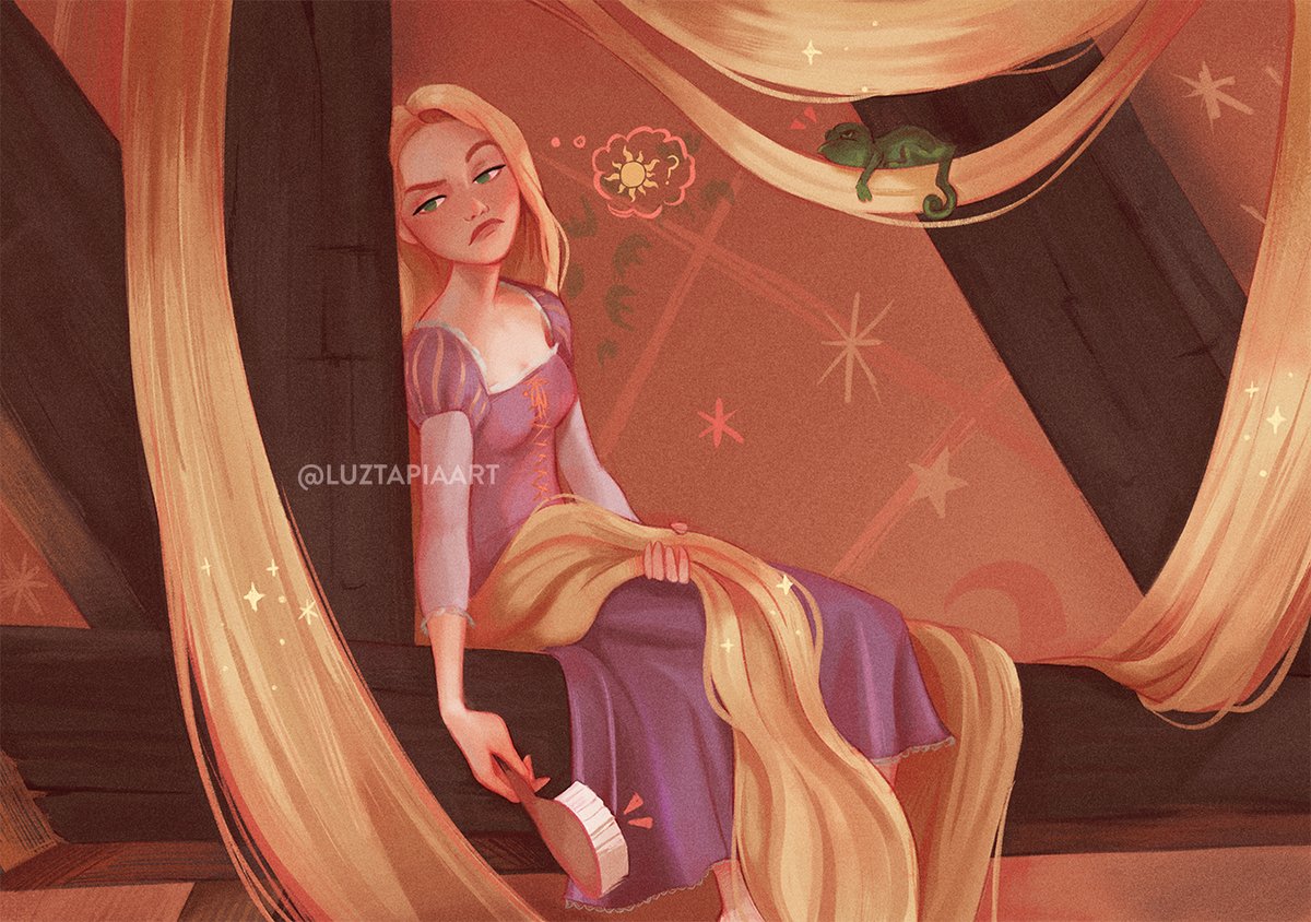 Grumpy Rapunzel 🎨✨ I would be grumpy too having to brush all that hair 😖