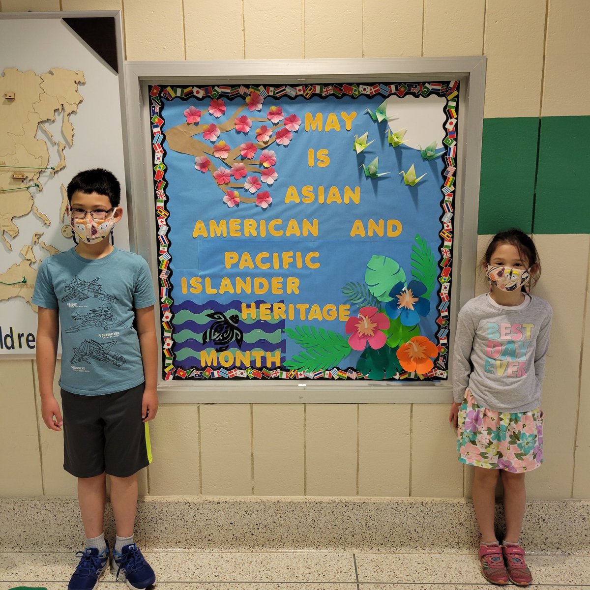 A Panther brother and sister helped create our beautiful Asian American and Pacific Islander Heritage Month bulletin board <a href="/GWSquareElem/">Gwynedd Square Elementary</a>  <a href="/JBashawNPSD/">Jason M Bashaw</a>