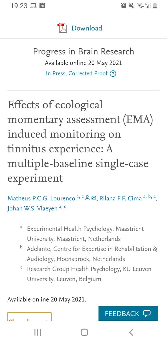 EHP (@ehp_maastricht) on Twitter photo Good news: Ecological momentary assessment does not worsen #tinnitus experience! New paper by @MatPCGLourenco <a href="/RilanaCima/">Rilana Cima</a> and @JohannesVlaeyen
#asgoodasitgets #proudresearchgroup Good news: Ecological momentary assessment does not worsen #tinnitus experience! New paper by @MatPCGLourenco <a href="/RilanaCima/">Rilana Cima</a> and @JohannesVlaeyen
#asgoodasitgets #proudresearchgroup