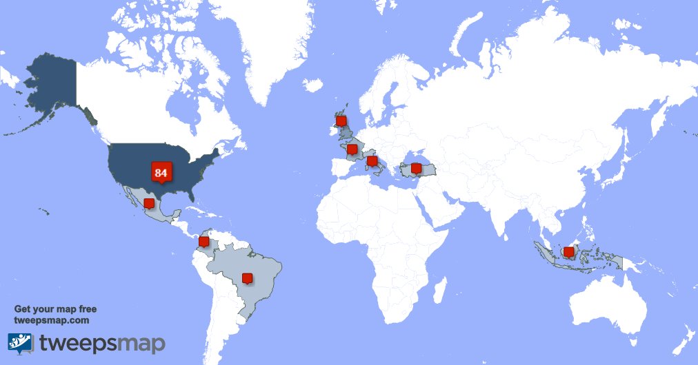 My followers live in USA (88%), UK.(6%)... Get your free map: https://t.co/mJ6Hn5vomZ https://t.co/l