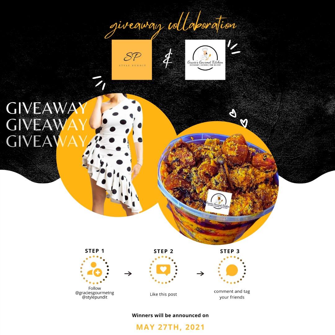 My Ninjas!!!! Stand a chance to win either replica Nengi's dress or a bowl of soup in this awesome giveaway. 1. Follow @graciesgourmetng & @stylepundit on Instagram 2. Like this ☝🏾 post 3. Comment and tag your friends. Winners will be announced on the 27th of May, 2021 #giveaway