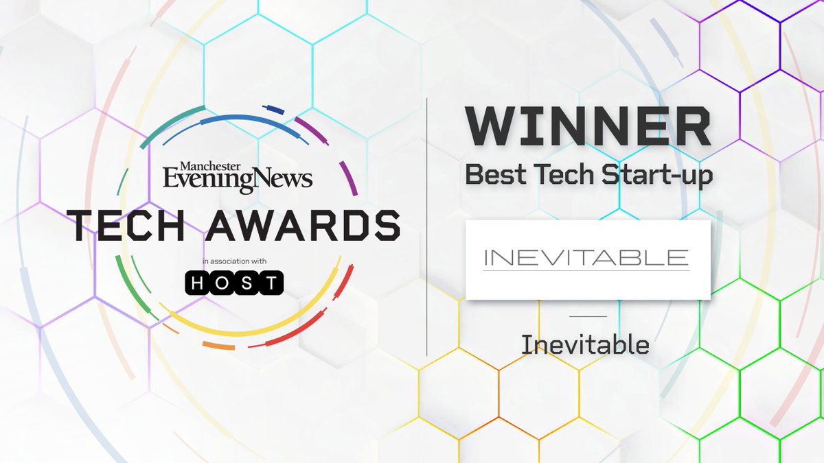 MENBusinessDesk's tweet photo. The winner of the Best Tech Start-up sponsored by @InYourArea_UK is AI firm @WeAreInevitable

Congratulations @Ben_Grubert @Sean12697 &amp; the team!

#MENtechawards

@MEN_TechAwards @HOSTSalford @IN40Group @AmazonUK @ApexCompLTD @EY_UKI @CyberCentreGM

#sponsored https://t.co/xLPZ4ABqTQ