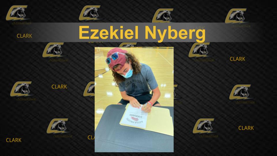 Clark High School would like to congratulate Ezekiel Nyberg for signing a scholarship and continuing his education at Azusa Pacific University! Congratulations Ezekiel! Go Chargers! <a href="/ClarkChargers/">Ed W. Clark HS</a> <a href="/athletics_clark/">Clark High School Athletics</a> <a href="/azusapacific/">Azusa Pacific University</a>