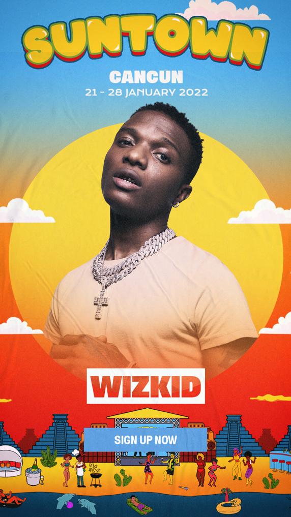 linkuptv's tweet photo. Mexico 2022 👀
@wizkidayo @tionwayne and @stefflondon have been revealed as the first wave of acts confirmed on for Suntown, a new festival in Cancun 🌞👀
The 7 day festival is Hip Hop and Afrobeats, offering hotels and boat parties for 2022.
Sign up now over on their page! https://t.co/lDBOa9k9TX