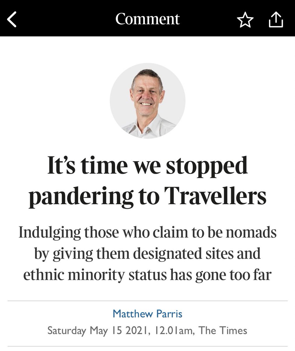 I keep thinking about this. An editorial in <a href="/thetimes/">The Times and The Sunday Times</a> calling for an end to gypsies’ way of life. There is apparently no place for them in modern Britain. It seems to have attracted widespread support. It’s most sinister &amp; the most horrifying thing I’ve read in the UK press.