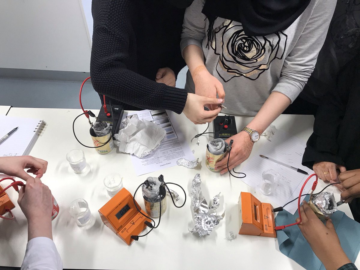 Dr__Back's tweet photo. 🔋 high voltage fun with Y13 in their penultimate lessons making a cell out of an aluminium can, steel scrubber &amp; ClO-/NaCl electrolyte @RSC_SEastEC @RSC_EiC #Electrochemistry #TeachChemistry #WhatTAGs 
“Don’t you pre-tweet my tweet!!” @ScienceHab https://t.co/XrBWrTzLtP