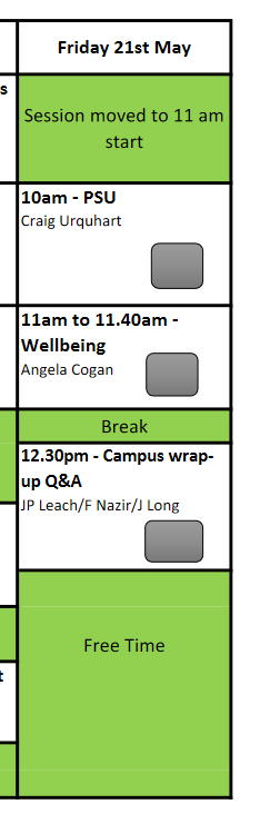 Last day of campus based PFP. It's been a rapid 2 weeks since the end of finals.10am start time today to conclude this part, then recharge ready for the ward based PFP next week.
Some advice, how to recognise well being, and how @scotmedtraining helps.PSU run by <a href="/gregcjones/">Greg Jones</a>.