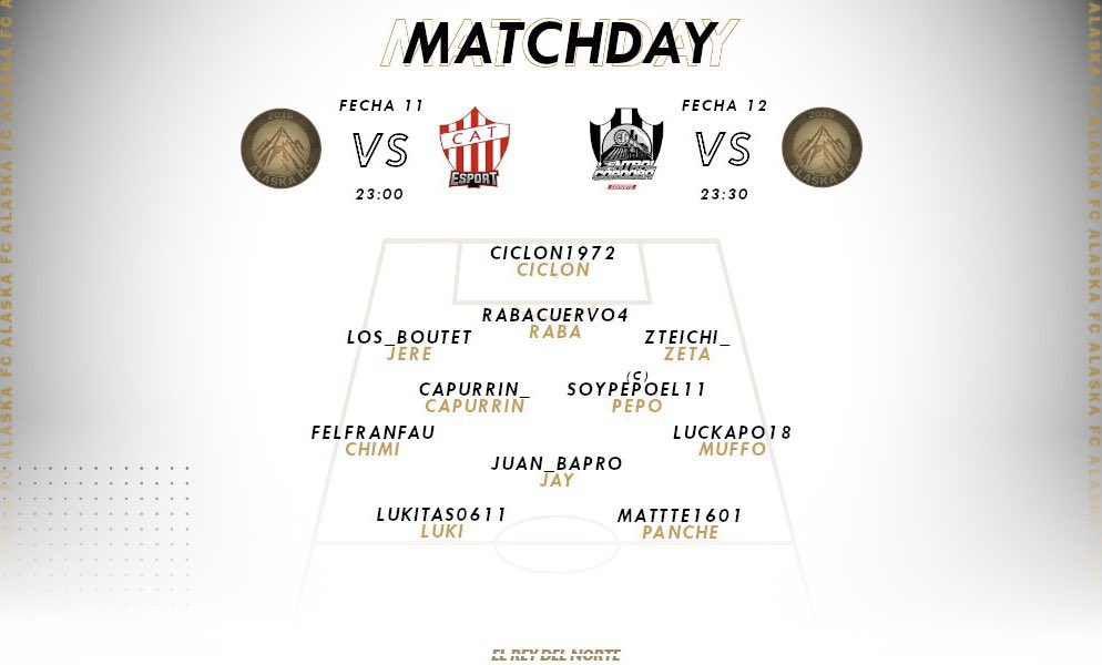 🗒| #MATCHDAY 

El plantel tiene dos nuevas fechas de Liga, con la mente en seguir entre los primeros de la división. 

23:00 hs vs <a href="/eSportsTalleres/">Talleres eSports 🏡</a> 
23:30 hs vs <a href="/CACCeSports/">CentralCórdobaeSports</a> 

#ElReyDelNorte ❄️