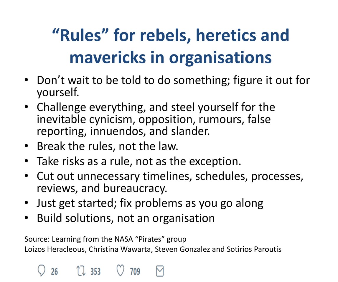 We should embrace and support the mavericks, rebels, heretics & renegades in our organisations. Rather than being difficult troublemakers, they may just be the brilliant people who can shift us into a different future sloanreview.mit.edu/article/how-a-… Via @mitsloan #100RepeatTweets no. 70