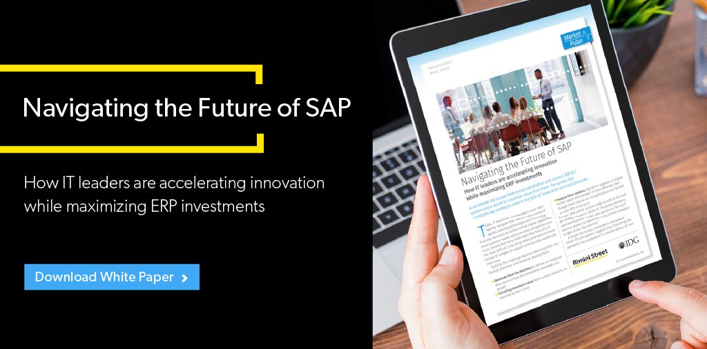riministreet's tweet photo. Are current SAP #ECC systems meeting the business needs of licensees? Find out in “Navigating the Future of SAP,” a new @IDGWorld report detailing key takeaways from a global survey of licensees’ plans for #SAP: https://t.co/TQ05D8STp7 https://t.co/bud7162KWv