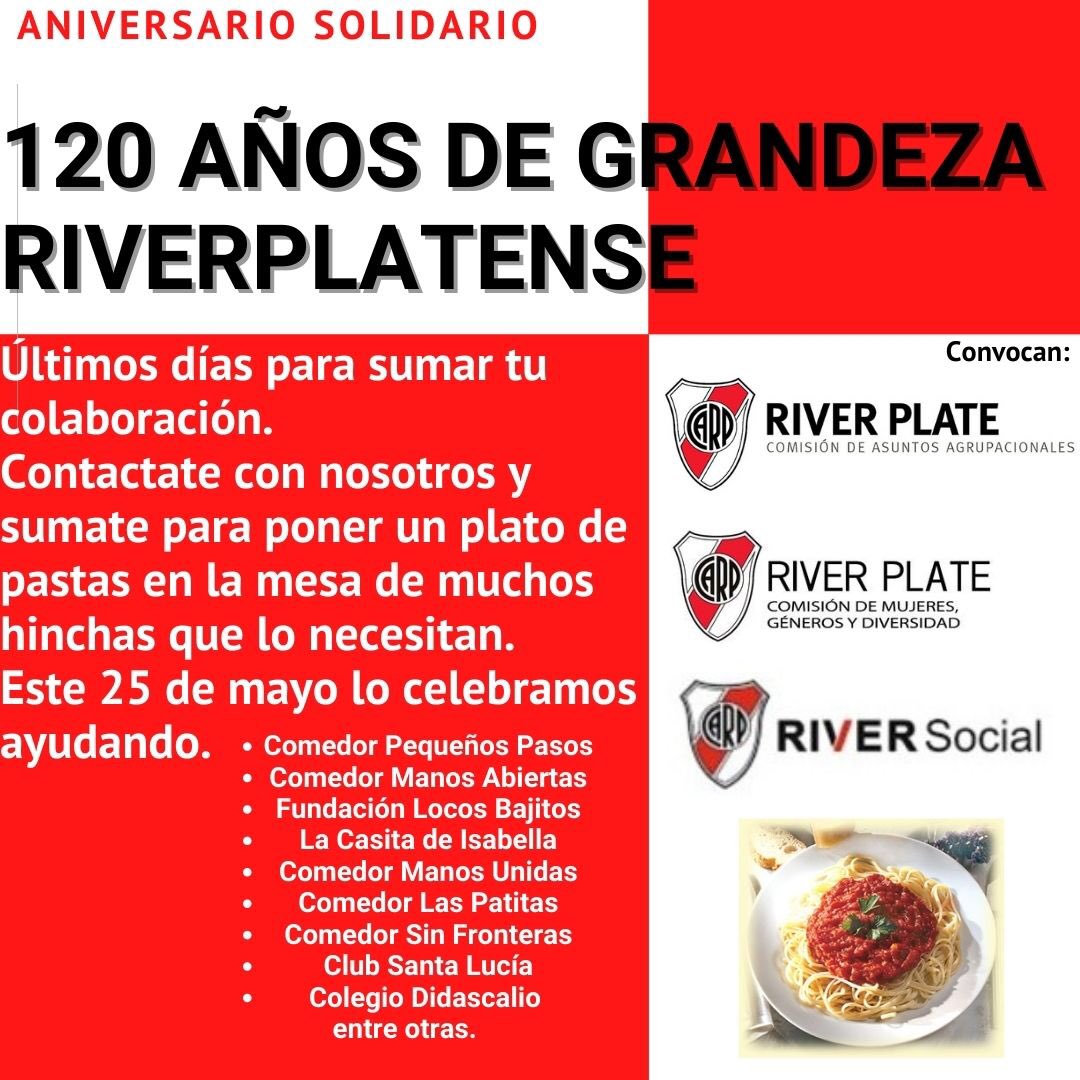 agrupcarp's tweet photo. Últimos días para sumar tu colaboración.
Contáctate con nosotros y súmate para poner un plato de pastas en la mesa de muchos hinchas que lo necesitan.
Este 25 de mayo lo celebramos ayudando. https://t.co/hqSceJoNOO