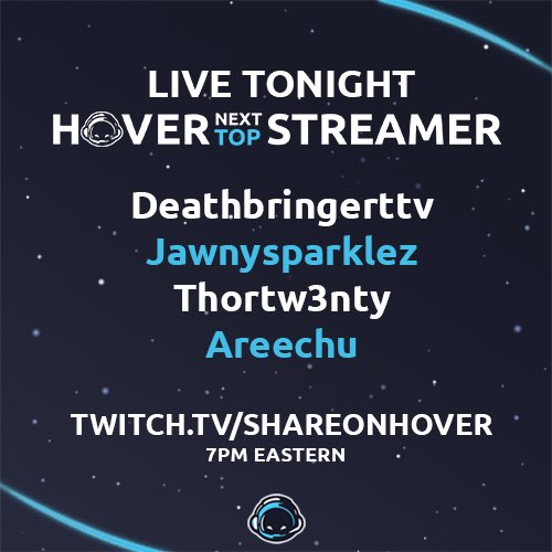 jaaay64's tweet photo. The last 4 know what they need to do - it’s an all or nothing play tonight. 

7pm EST @ShareOnHover #NextTopStreamer, joining me is @herculysee @katlienteee

Who goes to the semi finals? 

@deathbringerttv @aliceezeng @ThorTw3nty or Jawnsparkles?

#Hover #KeepHovering https://t.co/1yCgJ6SJ1R