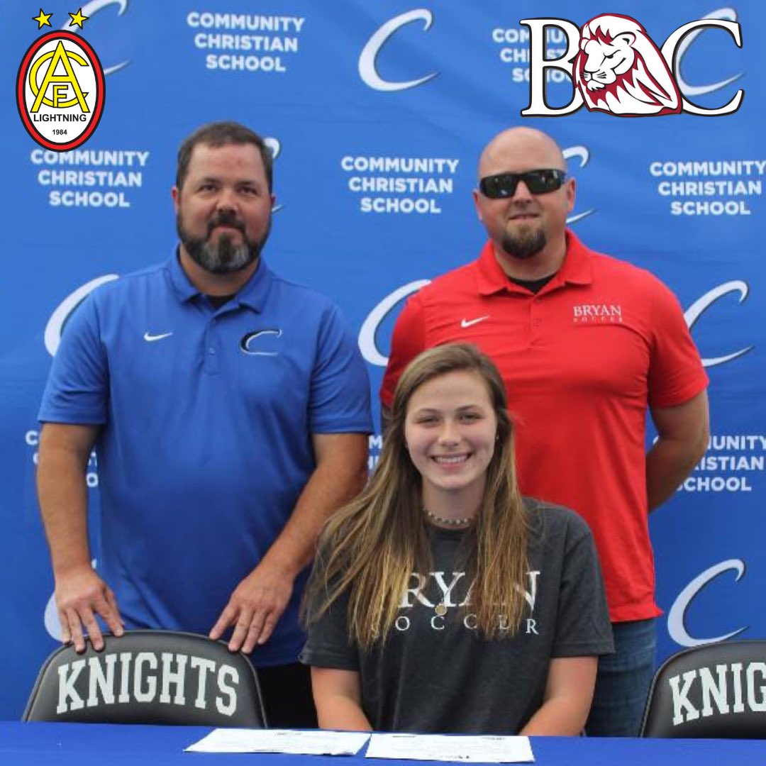AFC_Lightning's tweet photo. Congratulations to Kat Hager, from our 02/03 Red team for signing her letter of intent with @BryanCollege! We are proud of you Kat and we wish you the best with @bc_wmnssoccer
⚡️⚽️🎓
#AFCcommitstocollege
#AFCisproudofyou
#afclightning https://t.co/kuiq8cWZ85