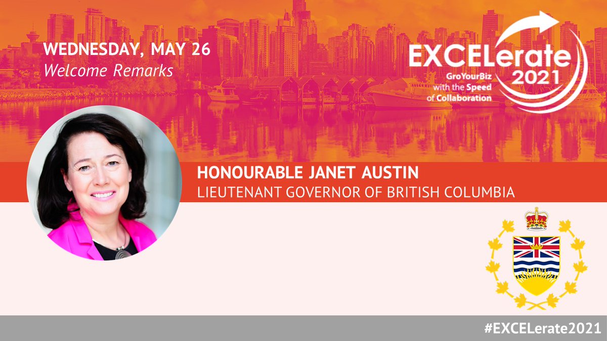 Honourable Janet Austin, who was sworn-in as the 30th Lieutenant Governor of British Columbia in 2018, will be welcoming you at #EXCELerate2021’s final session! Buy Tickets: excelerate-conference.com/shop/may-26th/ #BMOForWomen #MNP