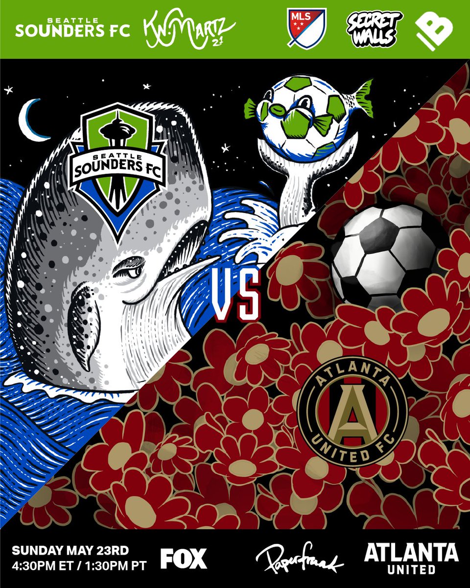 MLS's tweet image. Original match posters from the local artists will also be available as NFTs this weekend, on sale during #PORvLA &amp;amp; #SEAvATL from first kick to final whistle: soc.cr/lWqb30rIlZR