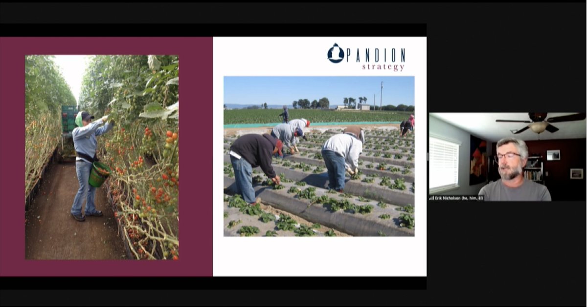 DigCivSoc's tweet image. &quot;Precision agriculture is not in the interest of farmers or workers--it is in the interest of capital to consolidate wealth,&quot; says Erik Nicholson, Founding Partner of Pandion Strategies, frmr National Vice President for United Farm Workers. #RaceTechCS @stanfordccsre @StanfordHAI