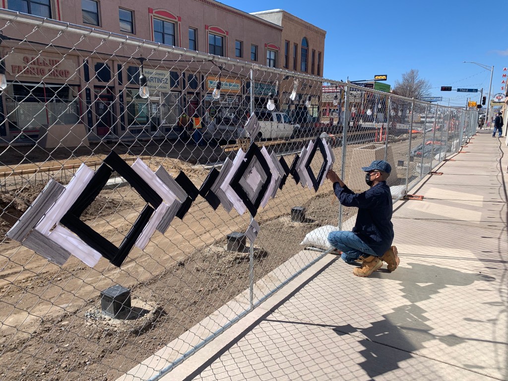 NatlMainStreet's tweet photo. Talk about making downtown construction look good! Gallup MainStreet Arts &amp; Cultural District, NM, engaged 4 local artists to create temporary art installations on the construction fences up around their Main Street district. Check it out: https://t.co/gy54EFLhL3 @NMMainStreet https://t.co/mlyHEaEpEW