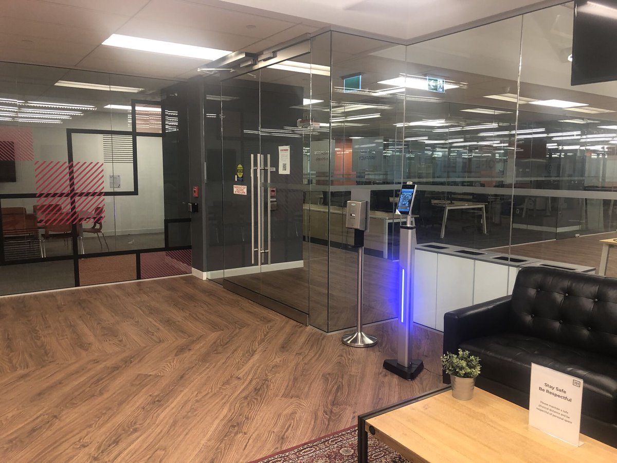 Here at OneEleven, we have recently piloted an innovative workspace screening tool called Monitio by <a href="/AihTechnology/">AIH Technology</a> 

This safety robot is a Health Canada-authorized COVID-19 Medical Device that will allow safe and efficient temperature screening and touchless sign-in.