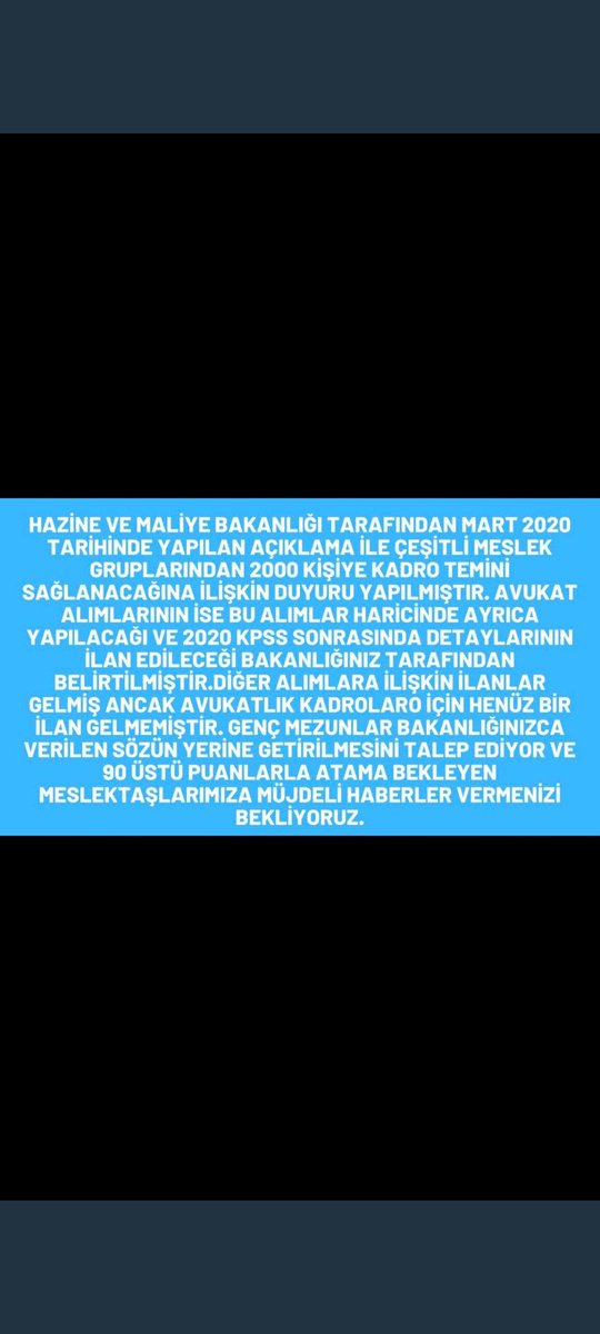 Faruk12578's tweet image. CB atama izinlerinde söz verildiği gibi Hazine avukatı alınacağına dair bir izlenim edinemedik. Çünkü Hazine ve Maliye Bakanlığı için sadece 11 kadroya izin verilmiş. Kadroyu artırın. @lutfielvan @RTErdogan @fuatoktay ,@HMBakanligi
SnCbİzin VarKadroAz