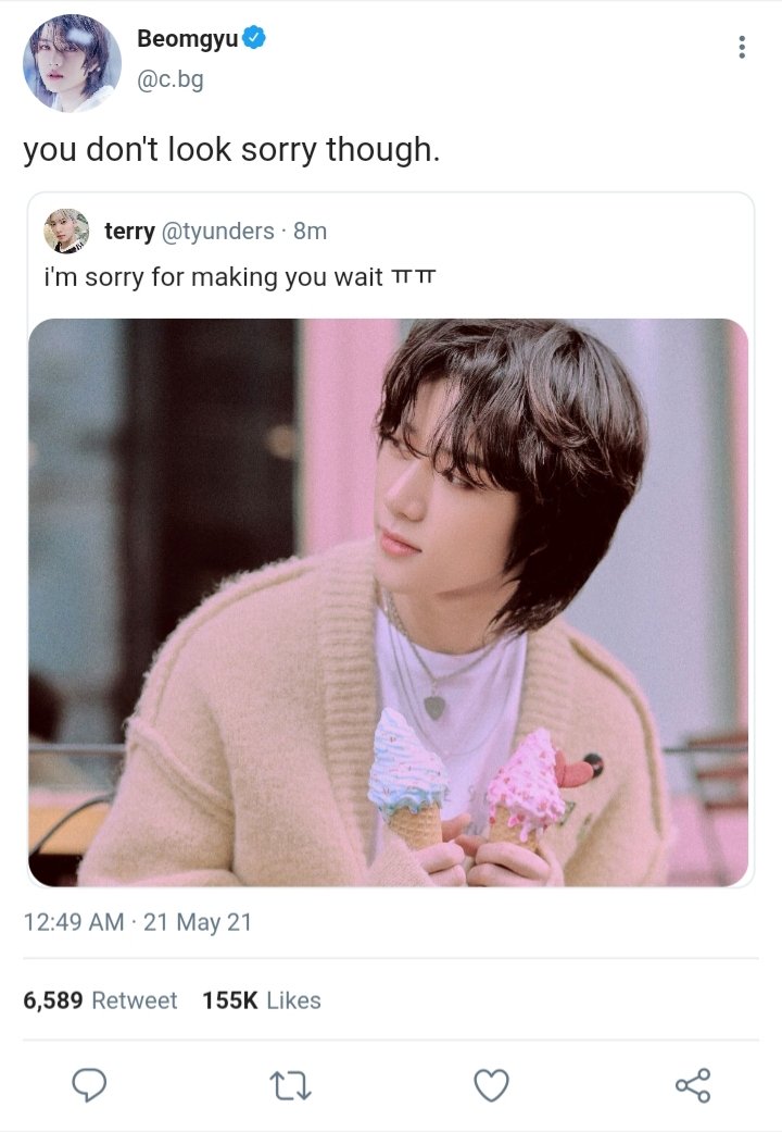 cbgskth's tweet photo. : a taegyu au where in, taehyun is a big fanboy of choi beomgyu and unknowingly started having dangerous feelings towards the male idol. despite the weird chemistry taehyun felt, he ignored it and continued supporting beomgyu. not until he posted this. https://t.co/NEnNA01BBW