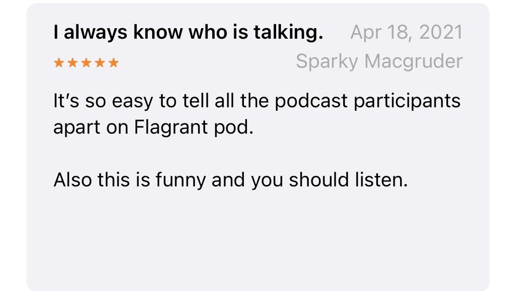 flagrantmag's tweet photo. #FlagrantPod reviews are their own form of comedy https://t.co/pFiEQXXTLK