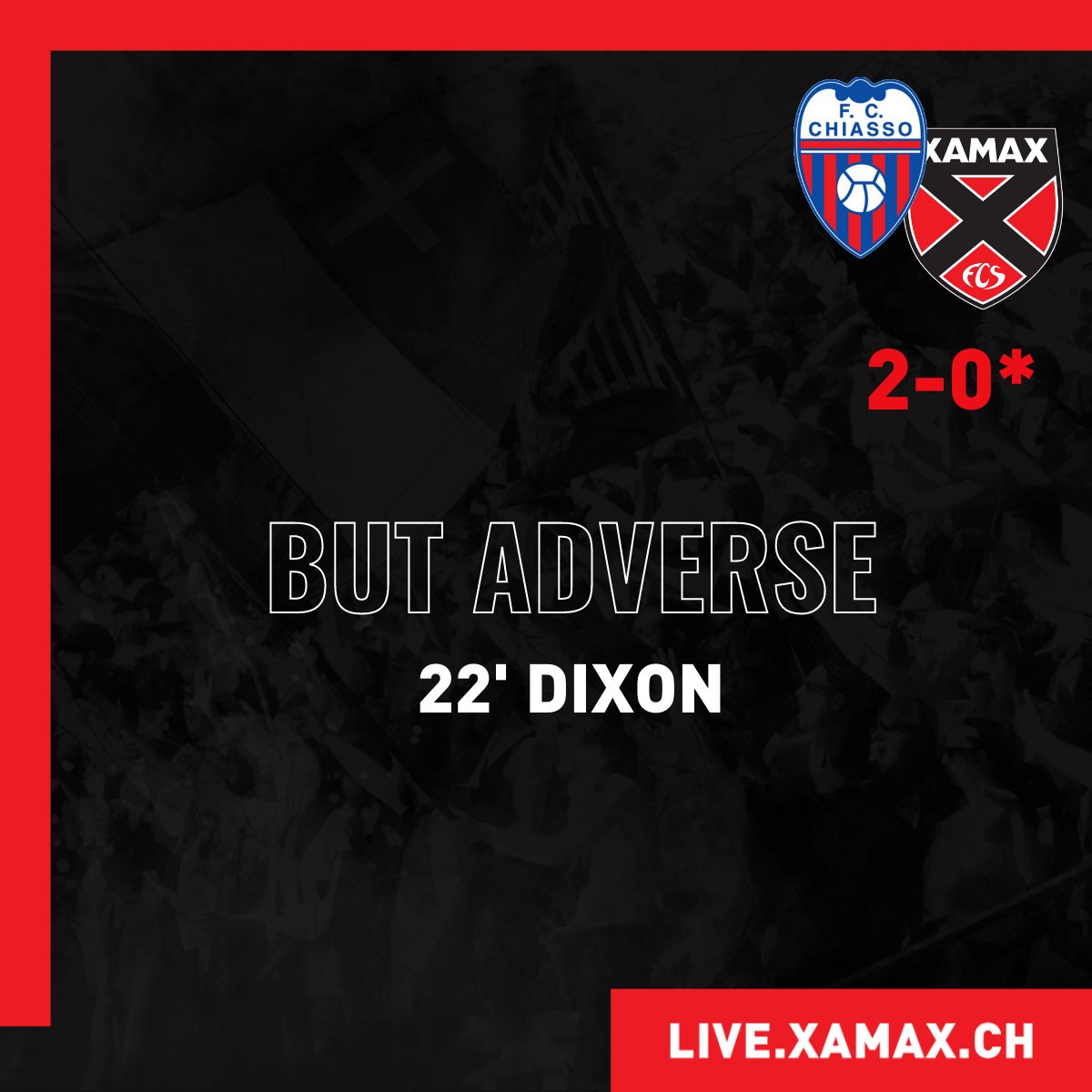 XamaxFCS's tweet photo. 😐😐 22' Chiasso double la mise. Dixon envoie une mine dans le petit filet xamaxien. #CHIXAM 2-0* https://t.co/a8eDzwJ4MC
