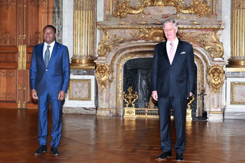 XavierLeblanc16's tweet photo. Ce 20 mai 2021, Son Excellence Monsieur @FEGnassingbe, Président de la République Togolaise 🇹🇬 a été reçu en audience au Palais de Bruxelles 🇧🇪 par Sa Majesté le Roi Philippe @MonarchieBe. Un moment très privilégié de la relation bilatérale entre nos pays 🇹🇬🇧🇪 dont je me réjouis. https://t.co/kFByx73Y6z