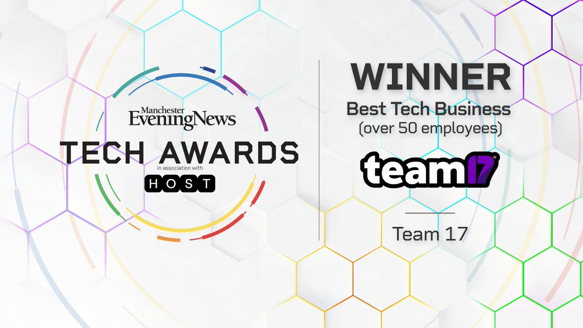 MENBusinessDesk's tweet photo. Our final award of the night is Best Tech Business (over 50 employees) sponsored by @IN40Group

And the winner is gaming firm @Team17

Congratulations!
#MENtechawards

@MEN_TechAwards @HOSTSalford @IN40Group @AmazonUK @ApexCompLTD @InYourArea_UK @EY_UKI @CyberCentreGM

#sponsored https://t.co/BwC9YTDcqt