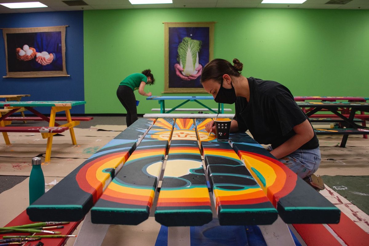theBoroPtbo's tweet photo. Let’s celebrate local art, summer and downtown!🌞 25 picnic benches have been painted this spring by local artists. You should be able to enjoy them at some downtown businesses this summer! This is one of our Downtown Vibrancy Projects to celebrate local art &amp; offer a safe event! https://t.co/1c9j4bhdhs