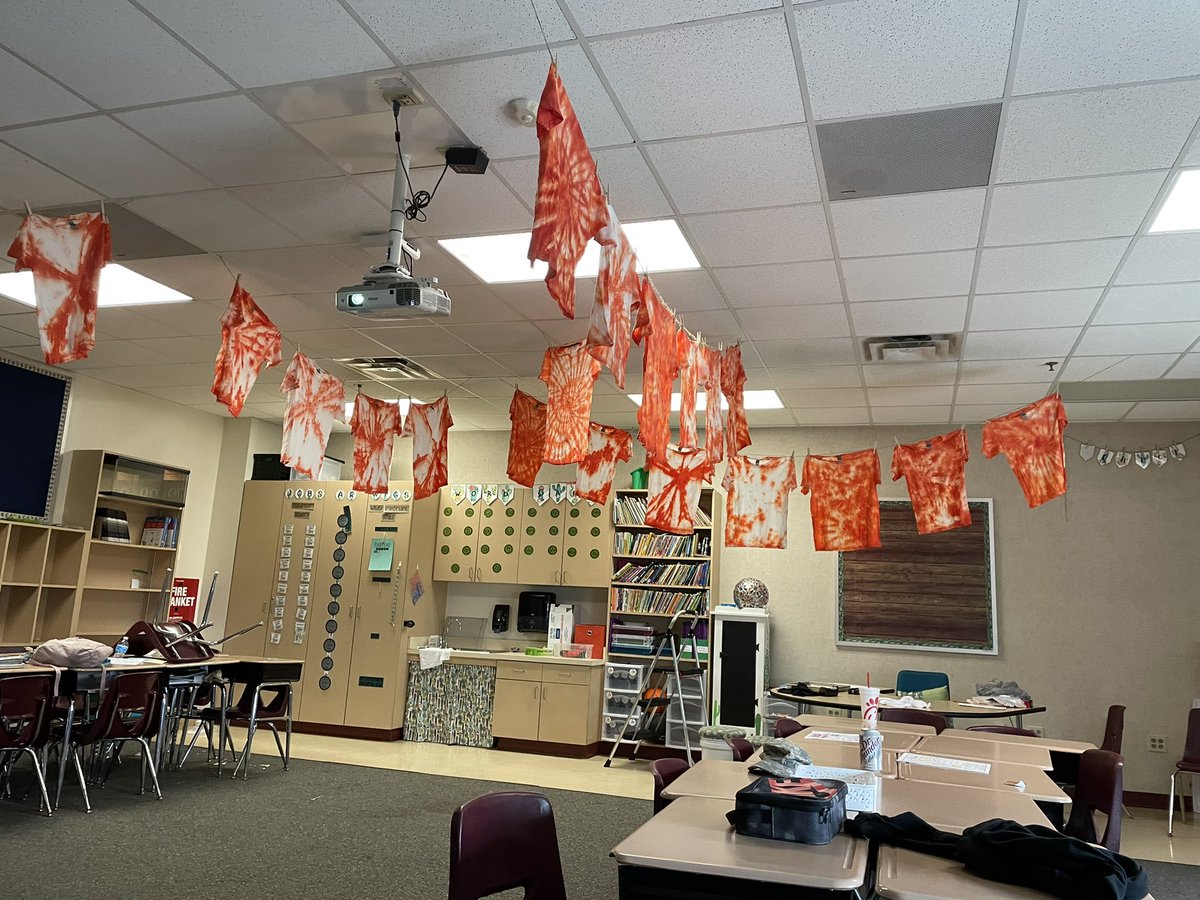 May I never forget the day we tie dyed our field day shirts and I hung them from the ceiling in my classroom! #leadlikeapatriot #PatriotGames2021