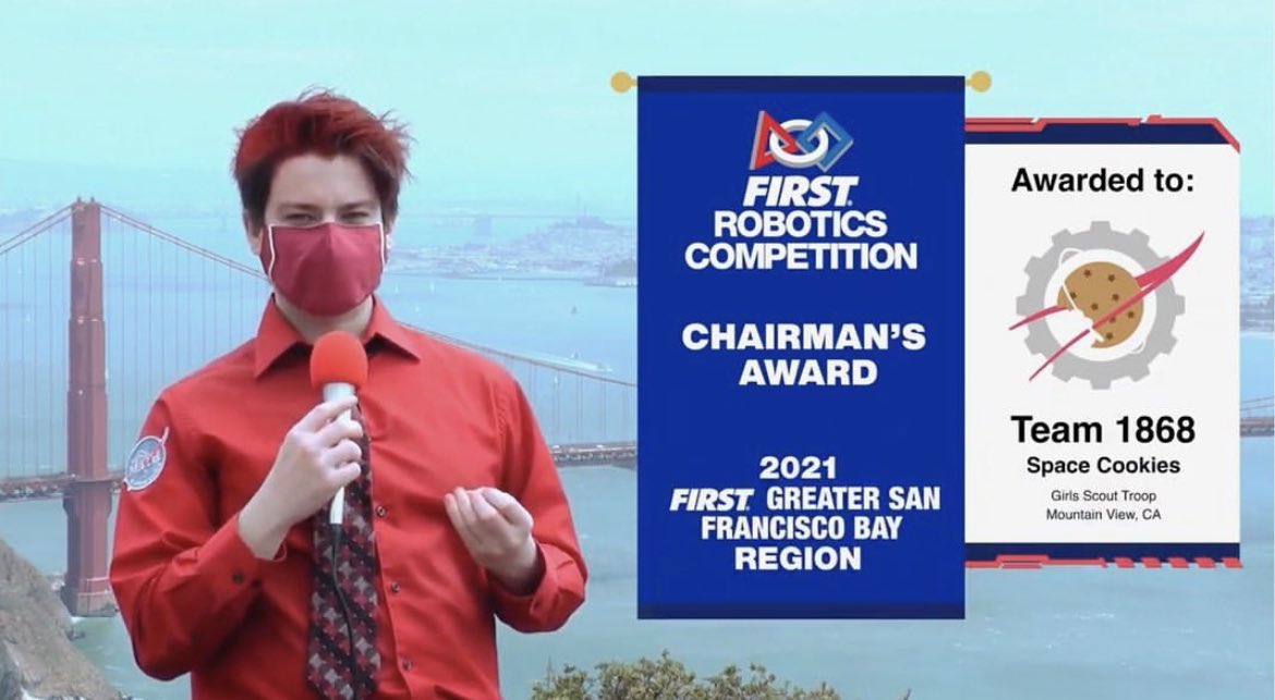 The Chairman’s Award🙌Congrats to the whole team🎉🎉 Thank you to all our supporters, mentors, and families for such a successful season!#FRC2021BayAreaAwards #bakeadifference #firstlikeagirl #championthegame