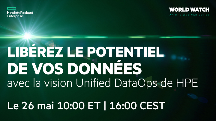 Fontaine_Ch's tweet image. Introduisez le cloud là où sont les données. #HPEWorldWatch présente #UnifiedDataOps, la nouvelle vision HPE de la gestion des données et de l’infrastructure qui accélère la transformation digitale de l’edge au cloud.
➡️ Rejoignez-nous le 26 mai, 16:00: hpe.to/6018yEXp4