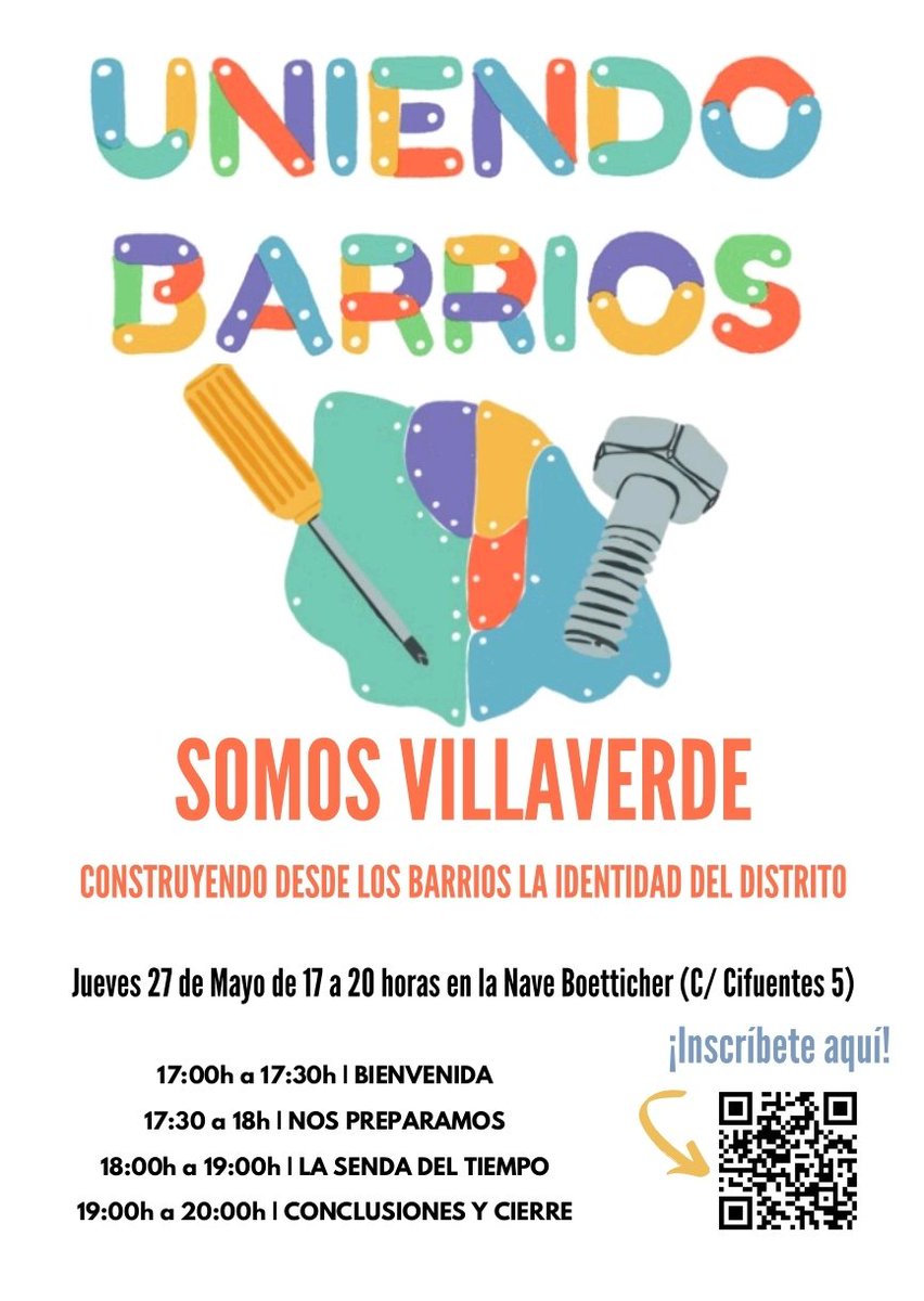 ¡Vuelve Uniendo Barrios en Villaverde! Este jueves 27 de mayo a las 17h en La Nave +Info: …endobarriosenvillaverde.wordpress.com/blog/