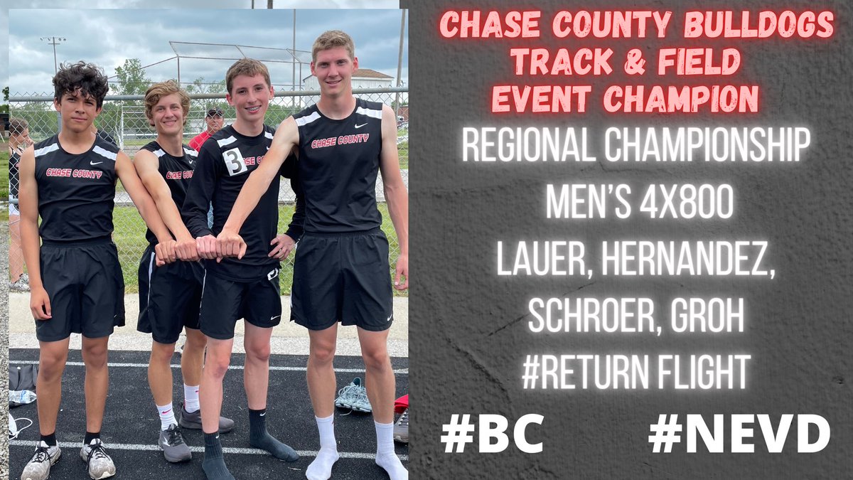 CoachBudke's tweet photo. Season Best 8:40.69 for the men’s regional runner up 4x800 team. 17 second PR. #ReturnFlight21 @TrackInKansas @TheChase_Online @SEK_Sports @EasternKSSports https://t.co/kExfR1qCtb