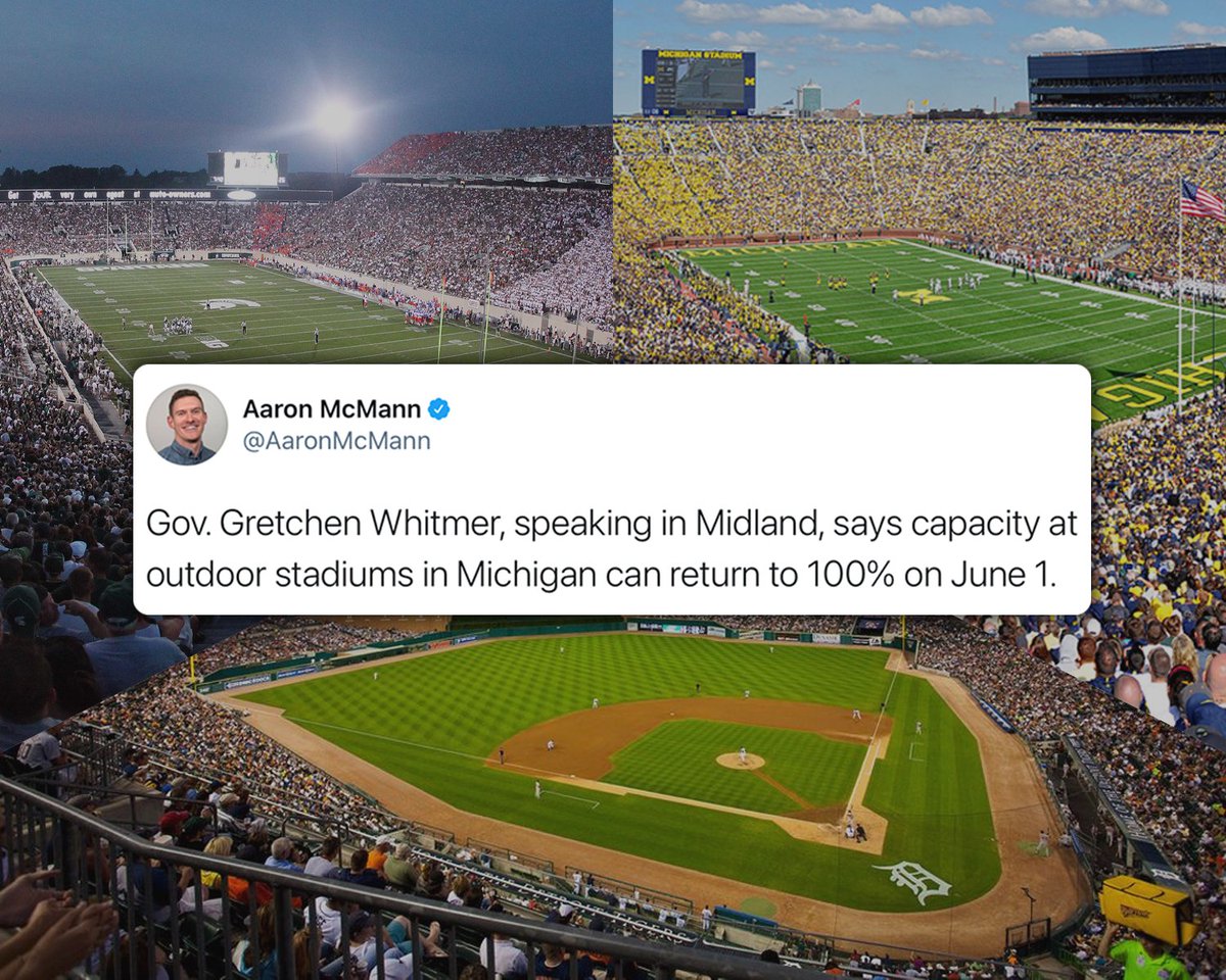 BSMotorCity's tweet photo. Outdoor stadiums can officially return to full capacity starting June 1st https://t.co/h7YMI1RGIl