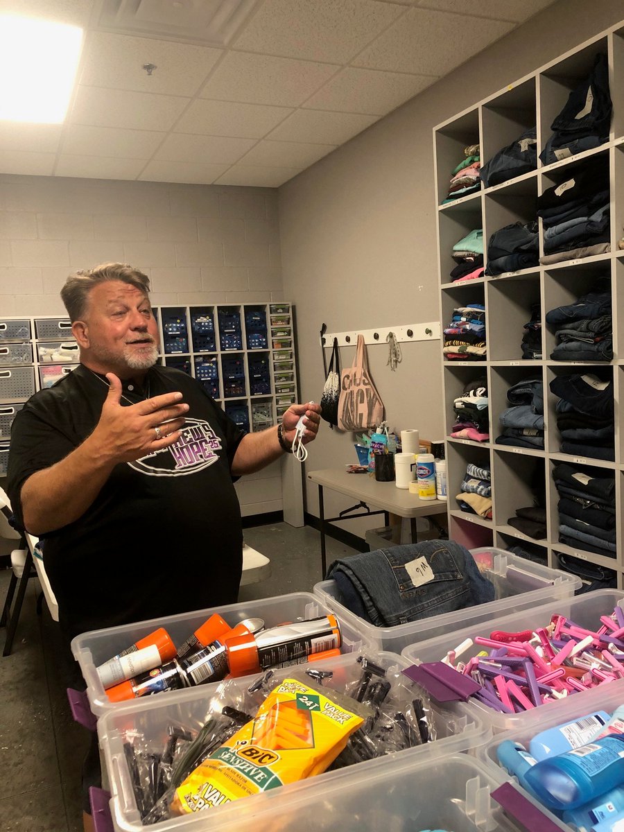 hsncfl's tweet photo. Thanks to Pastor Scott for the tour of @MatthewsHope25 , an org doing important work with homeless individuals— providing caring services including COVID vaccines, healthcare, hygiene, food pantry, job training, transitional housing, pre-school and a woodworking shop/store! https://t.co/4OyJJAPUaM