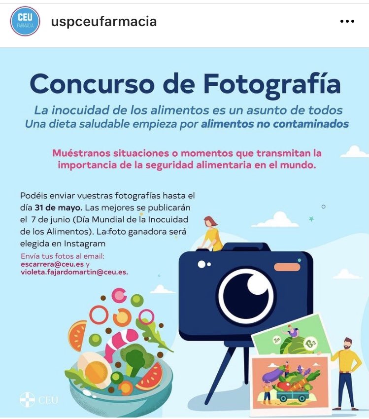 María Achón y Tuñón (@achontu) on Twitter photo ¡¡¡Participa!!! Concurso de Fotos de Alimentos de <a href="/FarmaciaCEU/">USPCEUfarmacia</a> organizado por las profesoras <a href="/EstherCarrera13/">Esther Carrera</a> y <a href="/viofajardo/">Viofajardo</a> del Grado en #Nutrición Humana y Dietética de <a href="/USPCEU/">Universidad CEU San Pablo</a> para el #DíaMundialInocuidadAlimentos #foodsafety #foodpictures #foodlovers #Foodies ¡¡¡Participa!!! Concurso de Fotos de Alimentos de <a href="/FarmaciaCEU/">USPCEUfarmacia</a> organizado por las profesoras <a href="/EstherCarrera13/">Esther Carrera</a> y <a href="/viofajardo/">Viofajardo</a> del Grado en #Nutrición Humana y Dietética de <a href="/USPCEU/">Universidad CEU San Pablo</a> para el #DíaMundialInocuidadAlimentos #foodsafety #foodpictures #foodlovers #Foodies