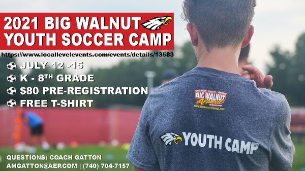 Big Walnut Youth Soccer Camp July 12-15. Register online now at locallevelevents.com/events/details…