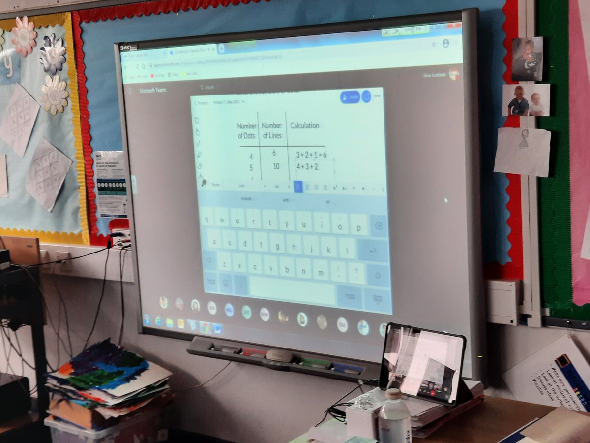 MrsScottCCPS's tweet image. P7 at live Maths lesson, exploring patterns, using mathsbot.com #JourneytoSTA #digitaltransitions @StThomasAqSec