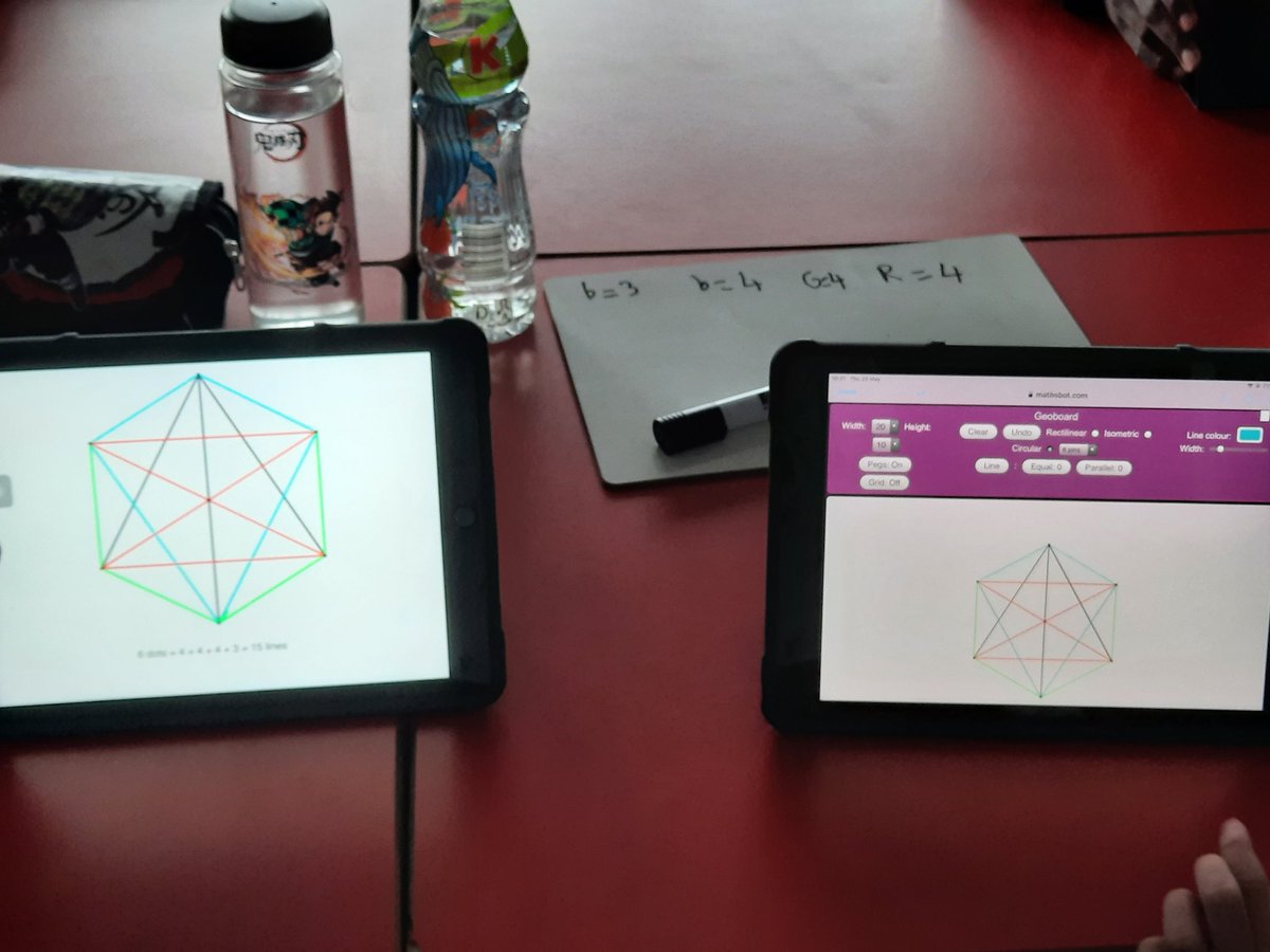 MrsScottCCPS's tweet image. P7 at live Maths lesson, exploring patterns, using mathsbot.com #JourneytoSTA #digitaltransitions @StThomasAqSec