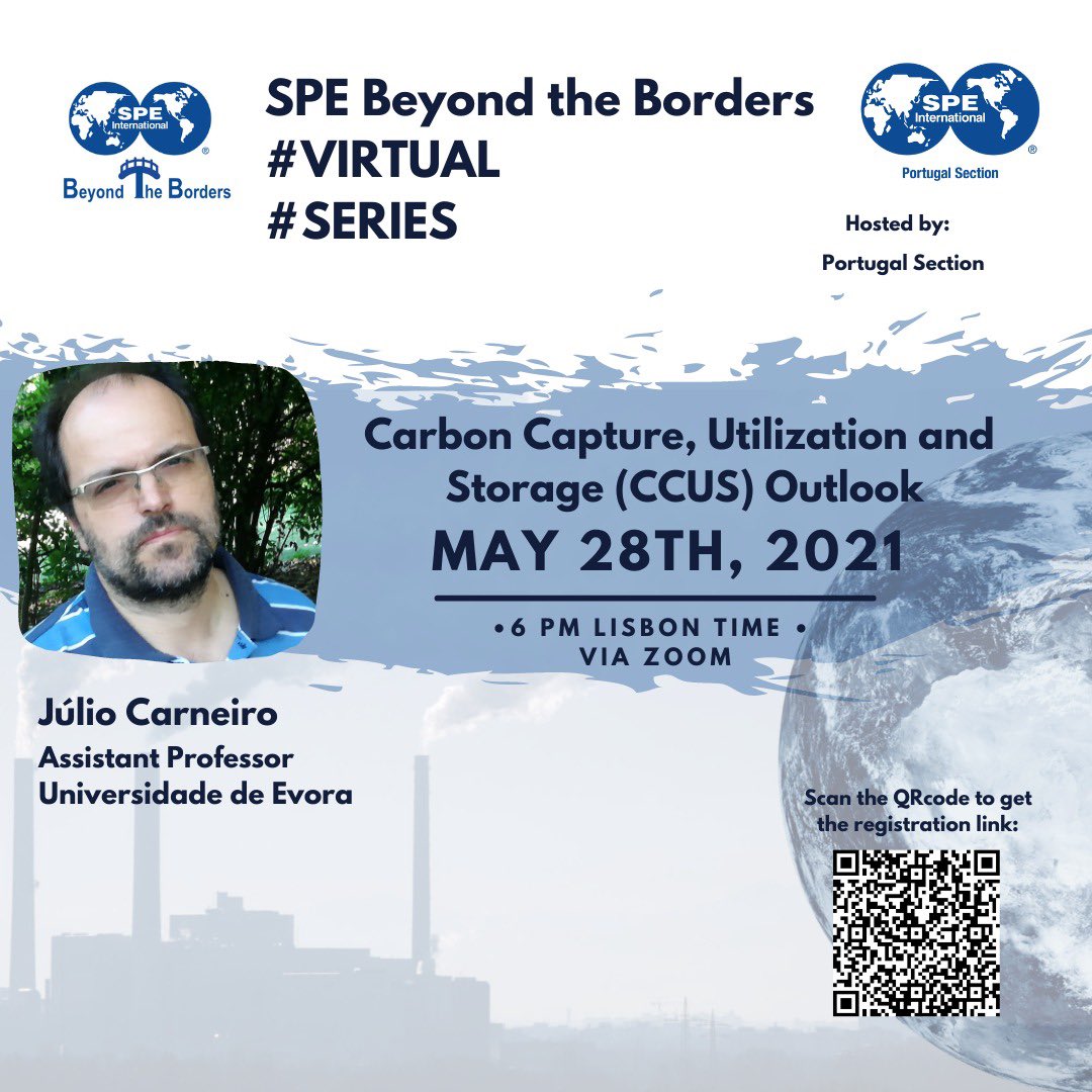 Prof. Júlio Carneiro will be our guest invited to present "Carbon Capture, Utilization and Storage (CCUS) Outlook in Portugal" on May 28th 18h Lisbon time for our #BtB event #Virtual #Series!

Come and join us!

Register now: forms.office.com/r/Ff2SEYAR2W

#wearespe #beyondtheborders