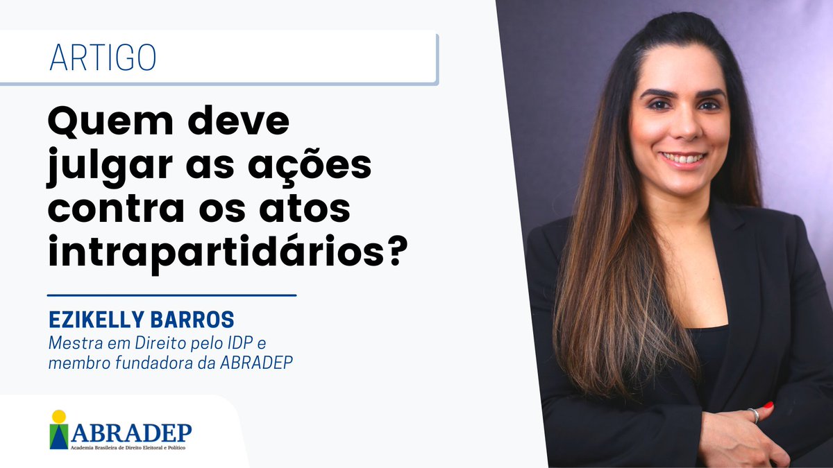 AbradepO's tweet photo. Ezikelly Barros analisa a questão da competência para processar e julgar as ações que versam sobre os atos intrapartidários em artigo publicado no @JotaInfo. Leia mais em https://t.co/Lr8TUfgTiJ

#AbradepNaMídia #QuemFazABRADEP #ReformaPolítica #ReformaEleitoral https://t.co/T082YauRwa