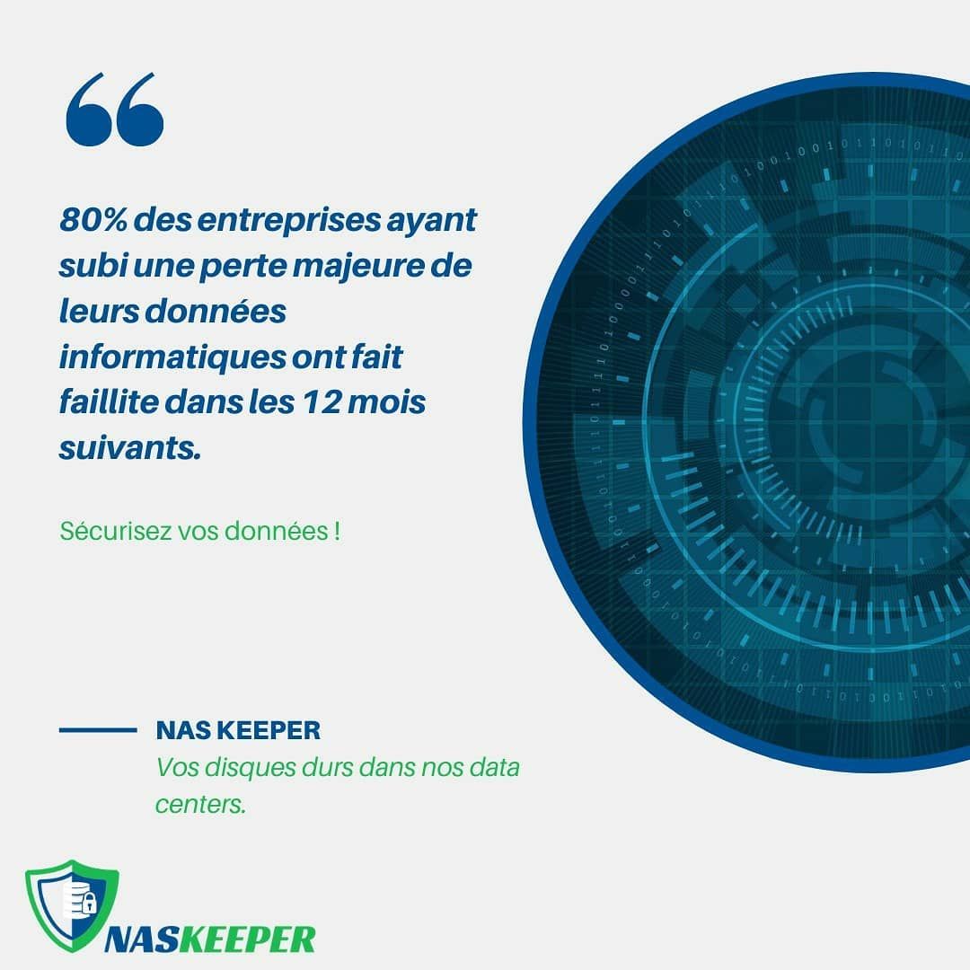 80% des entreprises ayant subi une perte majeure de leurs données informatiques ont fait faillite dans les 12 mois suivants.
Sécurisez vos données avec <a href="/NasKeeper/">NAS Keeper</a> !
#naskeeper #data #entreprise #backup #datacenter #security #cybersecurity #hosting #hardrive  #digital #sauvegarde