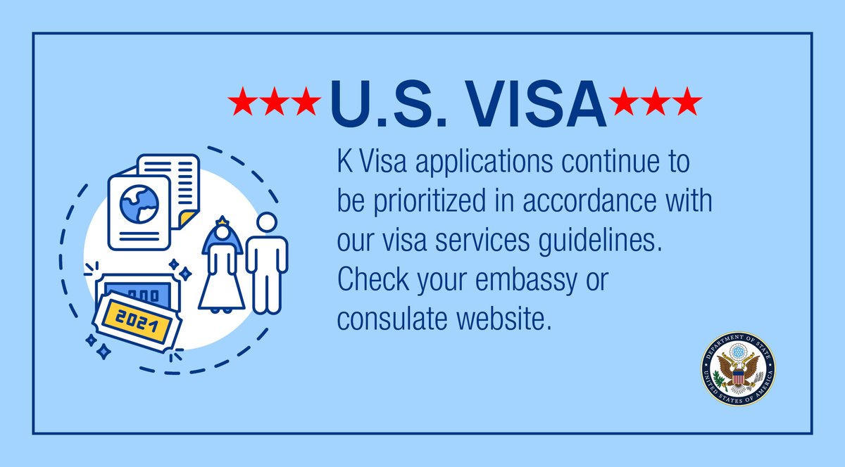 K visa applicants will continue to have their visa applications prioritized in accordance with the  prioritization guidance found here: ow.ly/VNAD50ERG5A