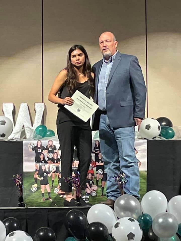LadyNDNSoccer's tweet photo. Our #9, Senior Angel Garfias, our team selected Offensive Player of the Year! What a career and year. We wish you the best next year. Congratulations !!! #tng #proud #OffMVP https://t.co/AYej0RLS8m