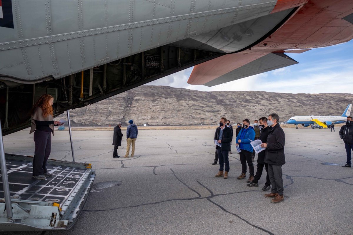 SecBlinken's tweet photo. Stopped to thank @NSF, New York @USNationalGuard, and Greenlandic health authorities for ensuring the continued operations of Summit Station - a vital climate change research hub - throughout the pandemic. These efforts are critical to our climate action. https://t.co/dWQJpUCOmC