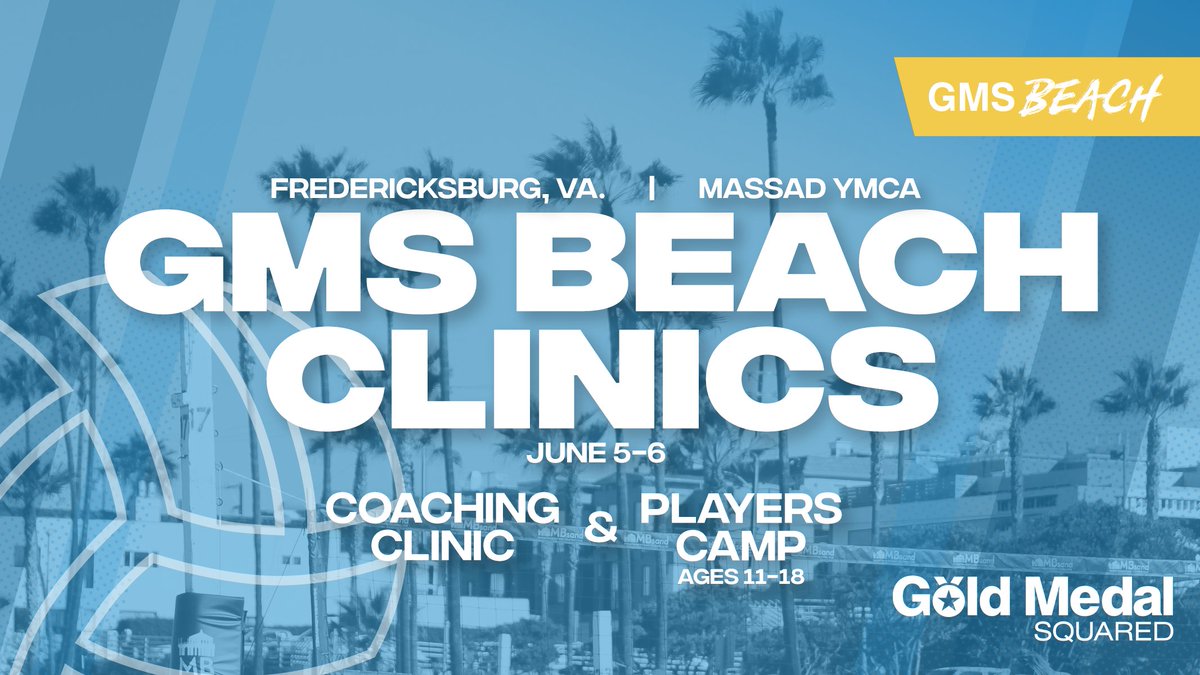🏐 #GMSBeach is BACK!!! 

We’re excited to announce we’ll be hosting both coaches clinics and player camps in Fredericksburg, Virginia June 5 &amp; 6! 

For more information and to register:
🔗 bit.ly/gmsbeachregist…