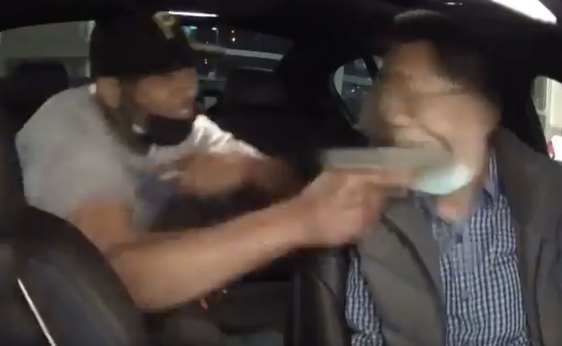 MrAndyNgo's tweet photo. An armed black male suspect who was recorded on dashcam video robbing &amp; hitting an elderly Taiwanese Lyft driver in South El Monte, Los Angeles has been arrested. Dandre Powell, 26, is a career criminal with a long history of violence. #BLM #StopAsianHate https://t.co/UqzHBerwp2 https://t.co/O9fPO0Dqc6