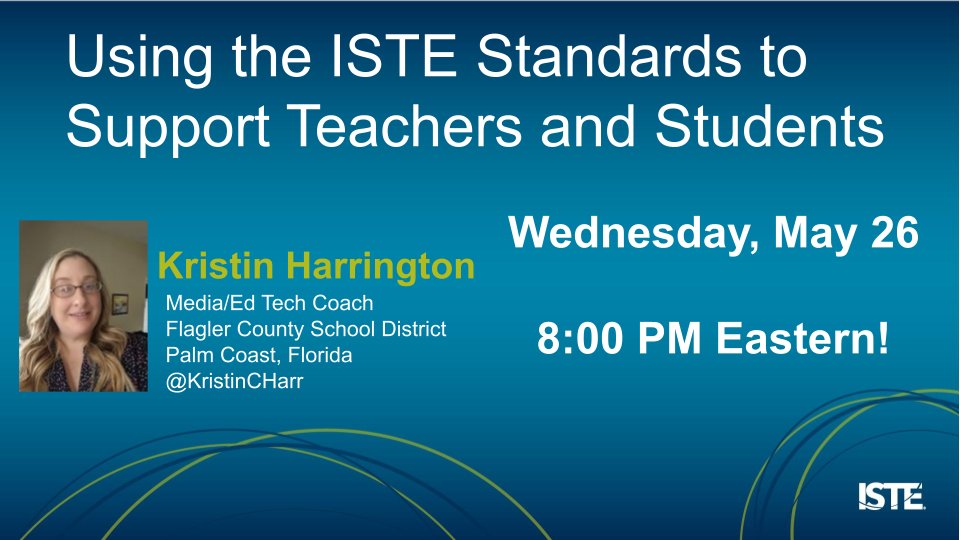 Kevin Bower (@bowerkm) on Twitter photo 📣Calling all <a href="/EdTechCoaches/">EdTechCoachesNetwork</a>!
Join <a href="/KristinCHarr/">Kristin Harrington #AuthenticEdVentures</a> for a webinar: Using the @ISTE Standards to Support Teachers and Students.
📆Wednesday, May 26, at 8:00 PM Eastern!
👉Register: iste.zoom.us/webinar/regist…
#ETCoaches
#Edtech
#Edtechchat 📣Calling all <a href="/EdTechCoaches/">EdTechCoachesNetwork</a>!
Join <a href="/KristinCHarr/">Kristin Harrington #AuthenticEdVentures</a> for a webinar: Using the @ISTE Standards to Support Teachers and Students.
📆Wednesday, May 26, at 8:00 PM Eastern!
👉Register: iste.zoom.us/webinar/regist…
#ETCoaches
#Edtech
#Edtechchat