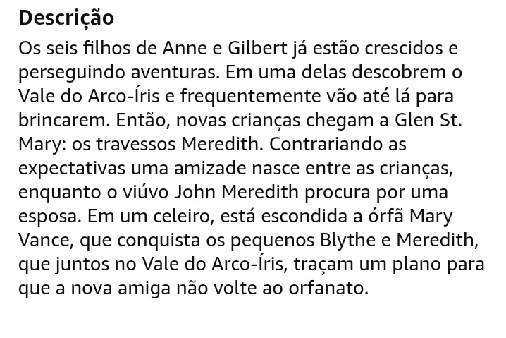 Bibi1324's tweet photo. Série Anne de Green gables 
Livro 8: vale do arco-íris
Recomendado por @AnneShirley____ 
Link:
https://t.co/djjGg4KOPu

Gênero:
(#Romance;#ficçaoBIBI;#psicologicoBIBI;#AnneDeGreenGablesBIBI)
Sinopse... https://t.co/fkEg7wxXLp